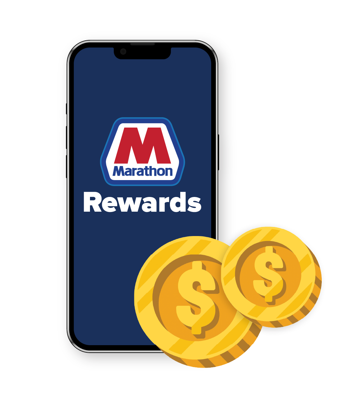 mobile phone showing Marathon Rewards logo